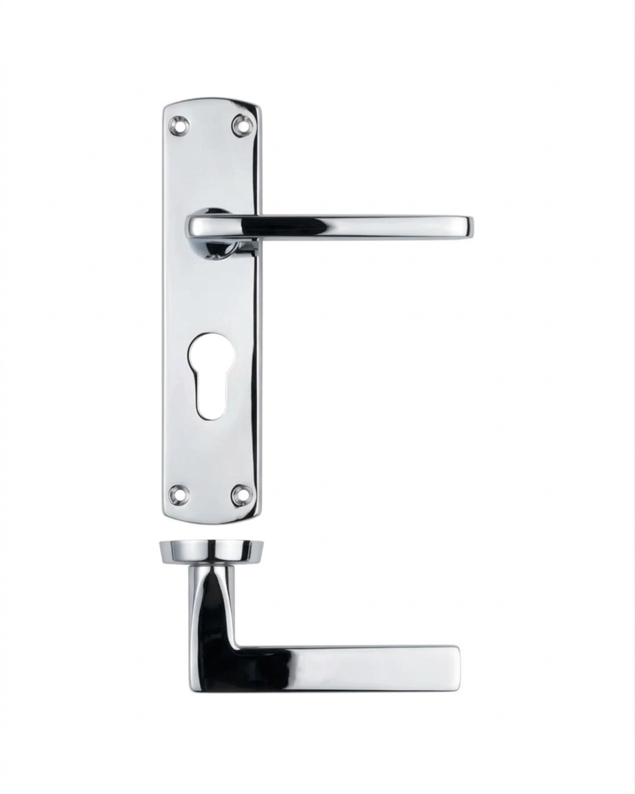 IRONZONE Edge Door Handle On Euro-profile Backplate- Polished Chrome