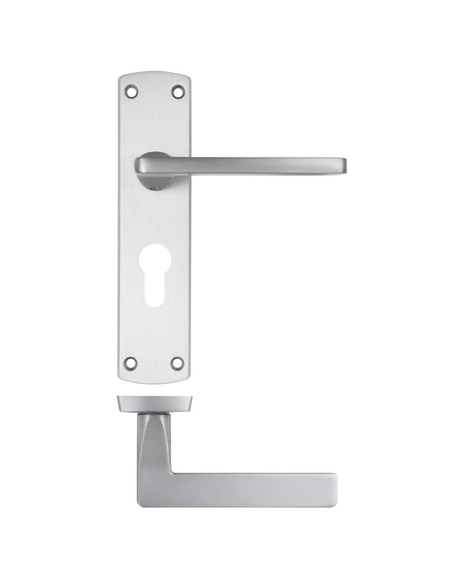 IRONZONE Edge Door Handle On Euro-profile Backplate- Satin Chrome