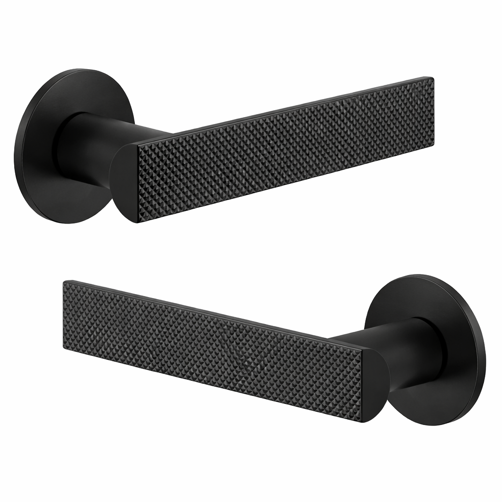 Blake Radiant Door Handle on 6mm Slim Round Rose – Timeless British Design Matt Black