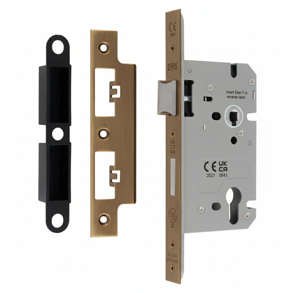 Din Euro Profiile Sashlock 60mm Backset 86mm - 72mm Centres - Square Antique Brass DLS7260EPAB Eurospec