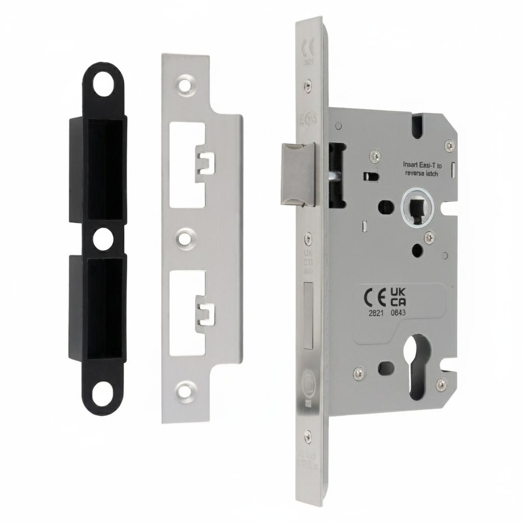 Din Euro Profiile Sashlock 60mm Backset 86mm Case - 72mm Centres - Square Polished Stainless Steel DLS7260EPBSS Eurospec