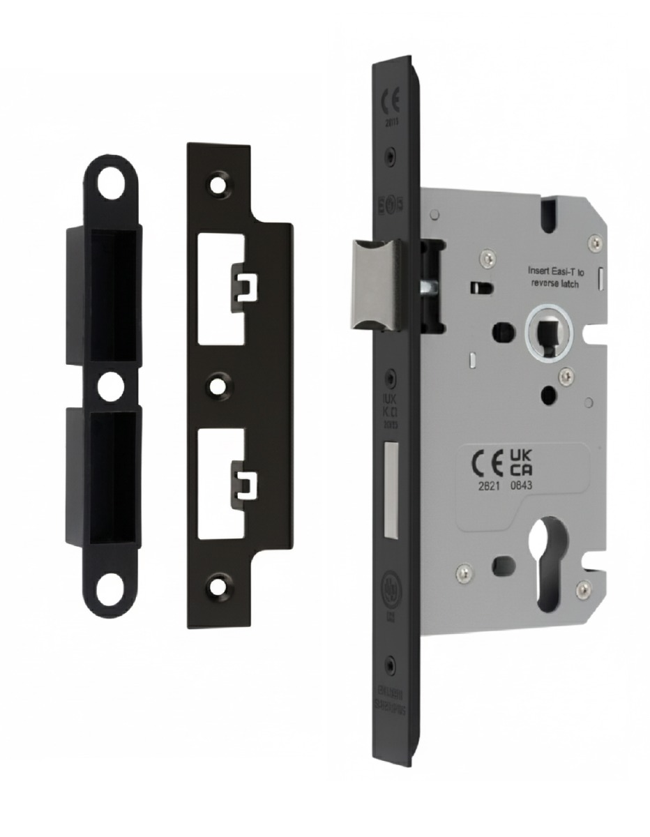 Eurospec DLS7260EPMB Din Euro Sashlock 60mm Backset -72mm C/C Matt Black