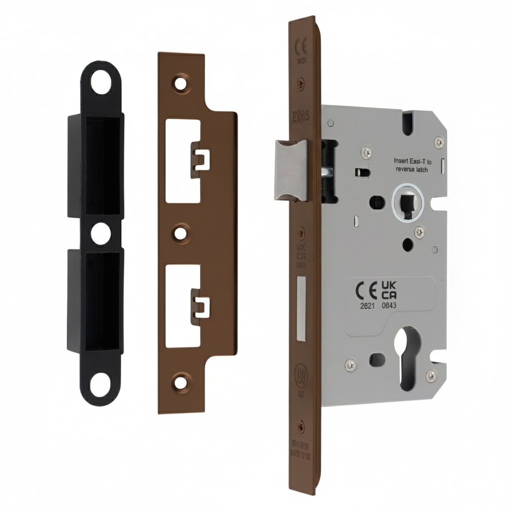 Din Euro Profiile Sashlock 60mm Backset 86mm Case - 72mm Centres - Square Matt Bronze DLS7260EPMBRZ Eurospec