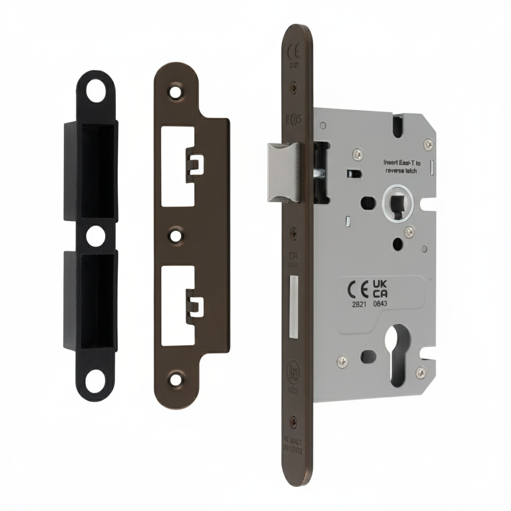 Din Euro Profiile Sashlock 60mm Backset 86mm Case - 72mm Centres - Radius Matt Bronze DLS7260EPMBRZ/R Eurospec