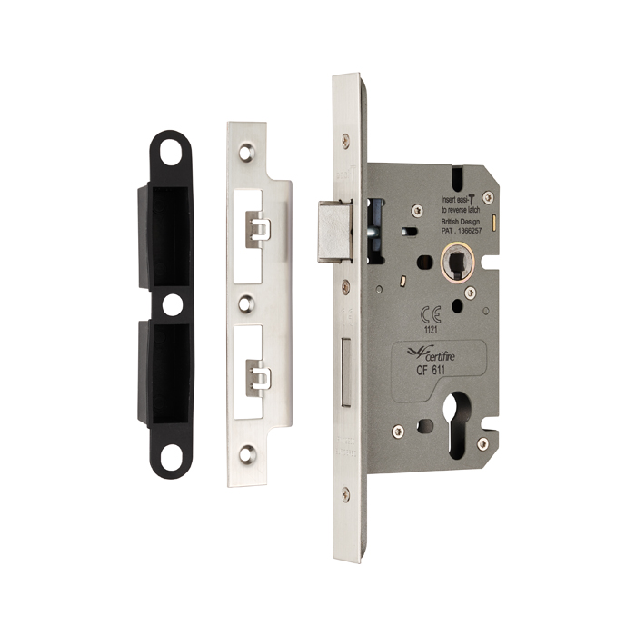 Eurospec DLS7260EPSSS Din Euro Sashlock 60mm - (72mm C/C) Satin Stainless Steel