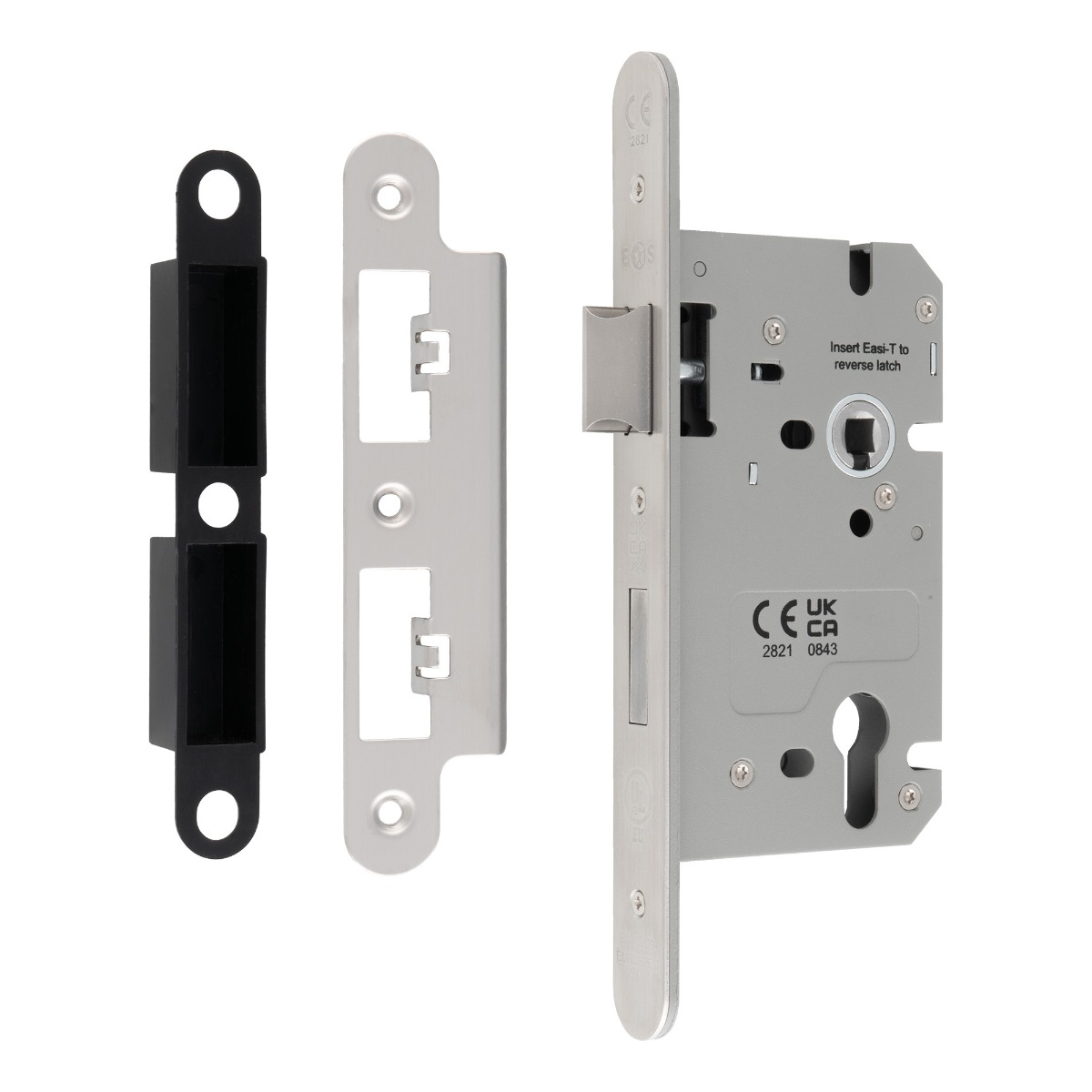 Eurospec DLS7260EPSSS/R Din Euro Sashlock 60mm - (72mm C/C) Satin Stainless Steel