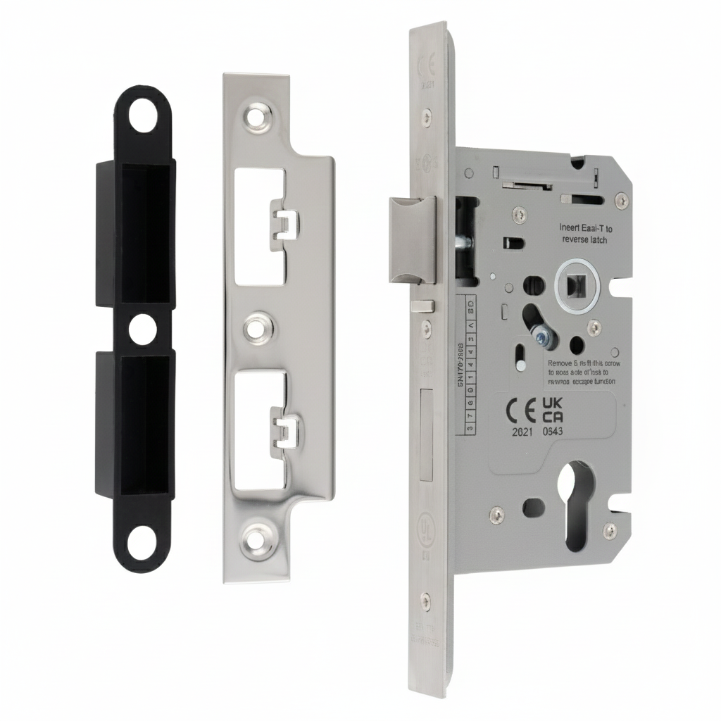 Din Euro Profiile Escape Sashlock 60mm Backset 86mm Case - 72mm Centres - Square Polished Stainless Steel DLS7260ESCBSS Eurospec