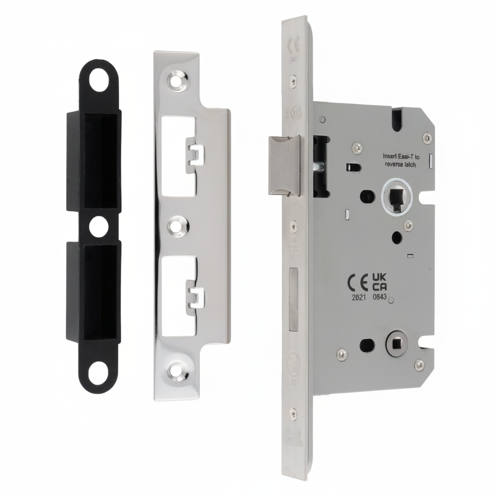 Din Bathroom Lock 60mm Backset 86mm Case - 5mm Follower - 78mm Centres - Square Polished Stainless Steel DLS7860WCBSS Eurospec