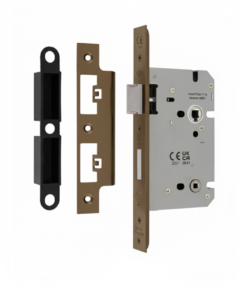 Din Bathroom Lock 60mm Backset 86mm Case - 5mm Follower - 78mm Centres - Square Matt Bronze DLS7860WCMBRZ Eurospec