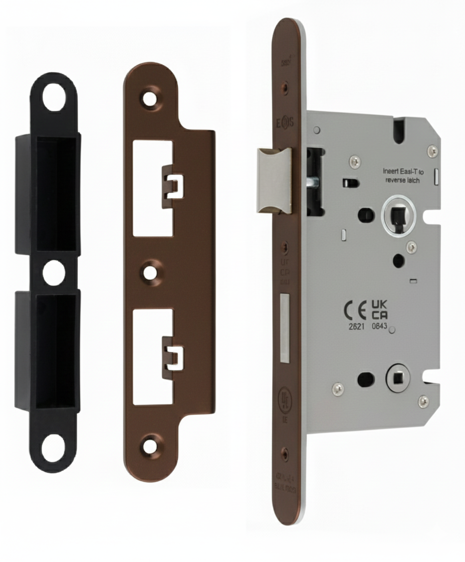 Din Bathroom Lock 60mm Backset 86mm Case - 5mm Follower - 78mm Centres - Radius Matt Bronze DLS7860WCMBRZ/R Eurospec
