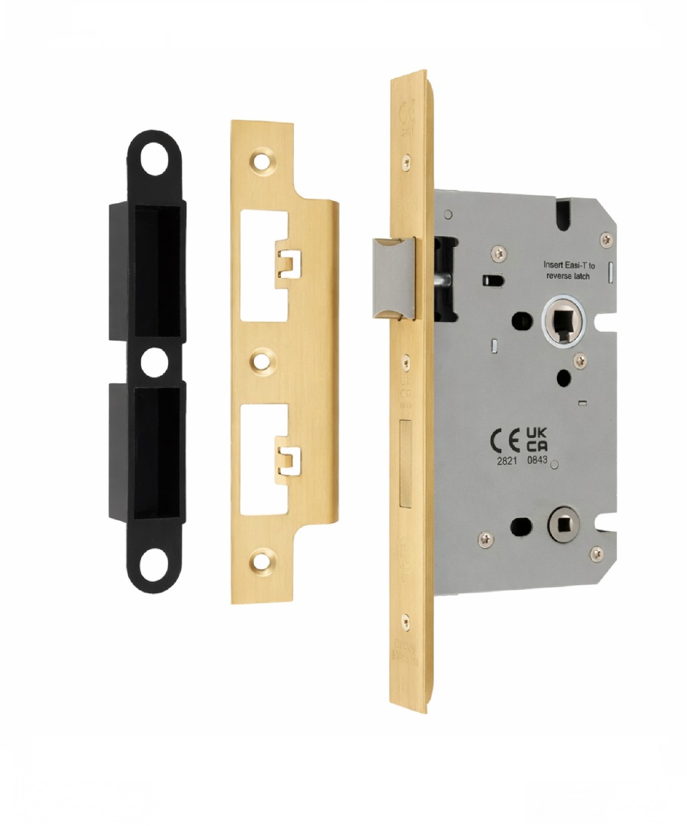 Din Bathroom Lock 60mm Backset 86mm Case - 5mm Follower - 78mm Centres - Square Satin Brass DLS7860WCSB Eurospec