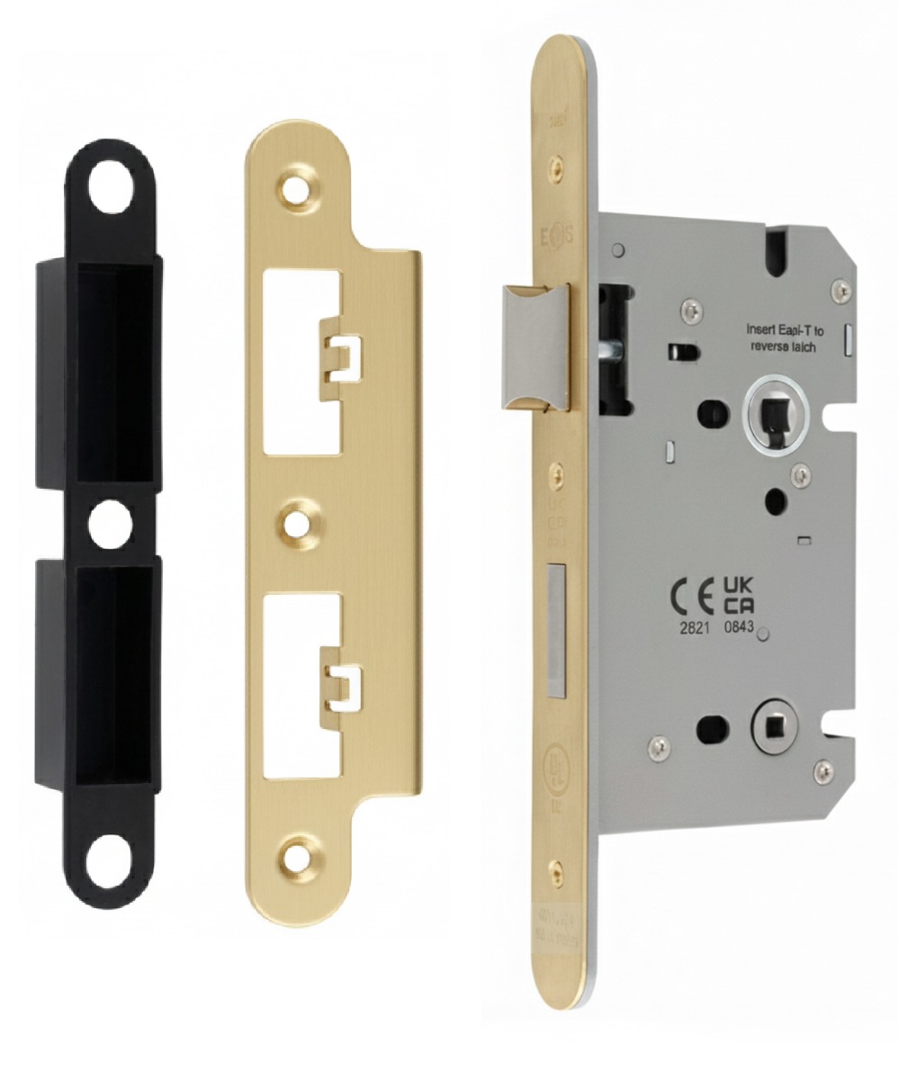 Din Bathroom Lock 60mm Backset 86mm Case - 5mm Follower - 78mm Centres - Radius Satin Brass DLS7860WCSB/R Eurospec