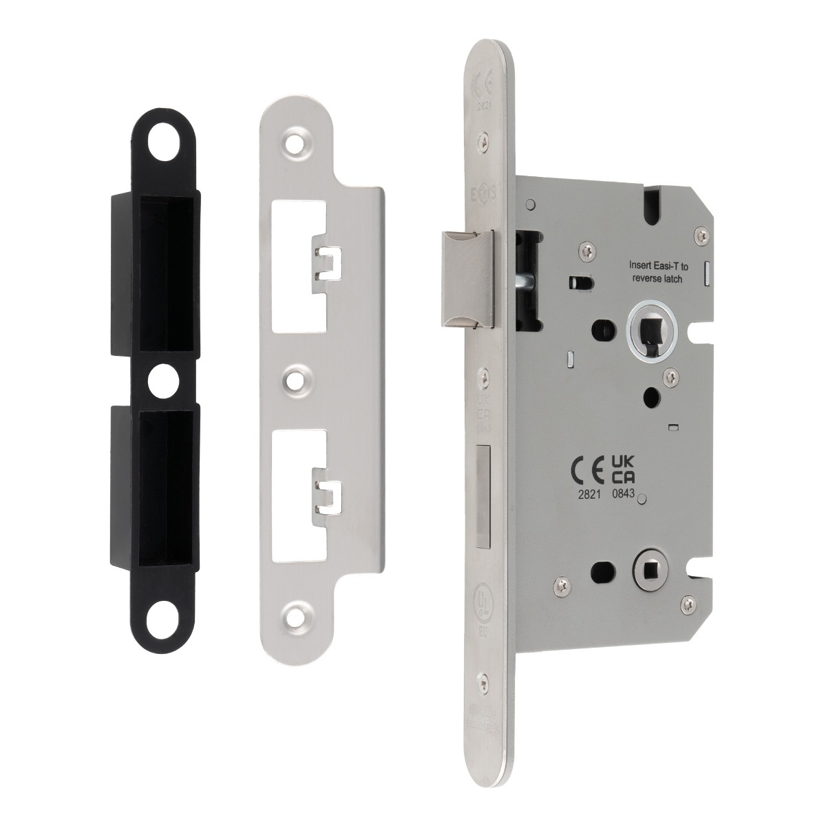 Eurospec DLS7860WCSSS/R Din Bathroom Lock 60mm - (78mm C/C) Satin Stainless Steel