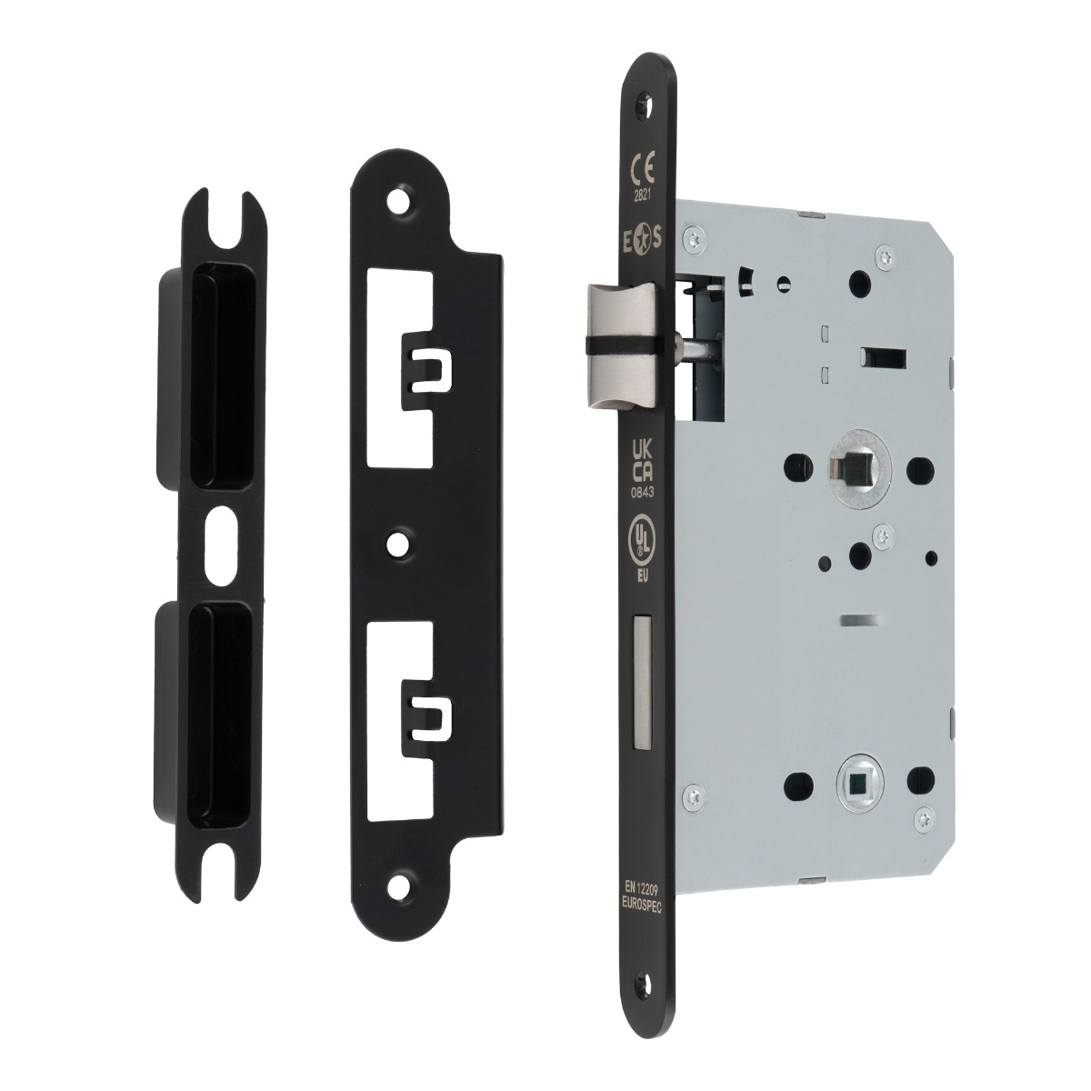 DIN Bathroom Lock Case 60mm Backset 78mm Centres Radius Corner Matt Black DLX7860WCMB/R by Eurospec