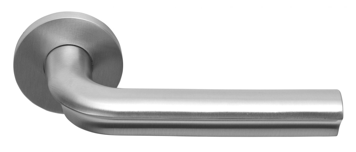 FORMANI ECLIPSE DR100-G solid sprung door handle on rose satin stainless steel