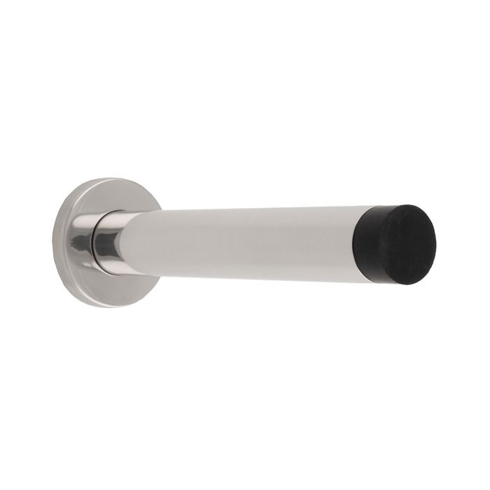 EUROSPEC 150 x 22mm - wall mounted doorstop on rose - concealed fix - polished stainless steel -
