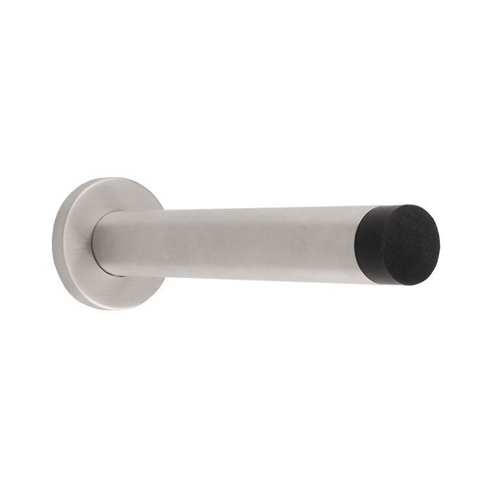 EUROSPEC 150 x 22mm - wall mounted doorstop on rose - concealed fix - satin stainless steel - 150mm