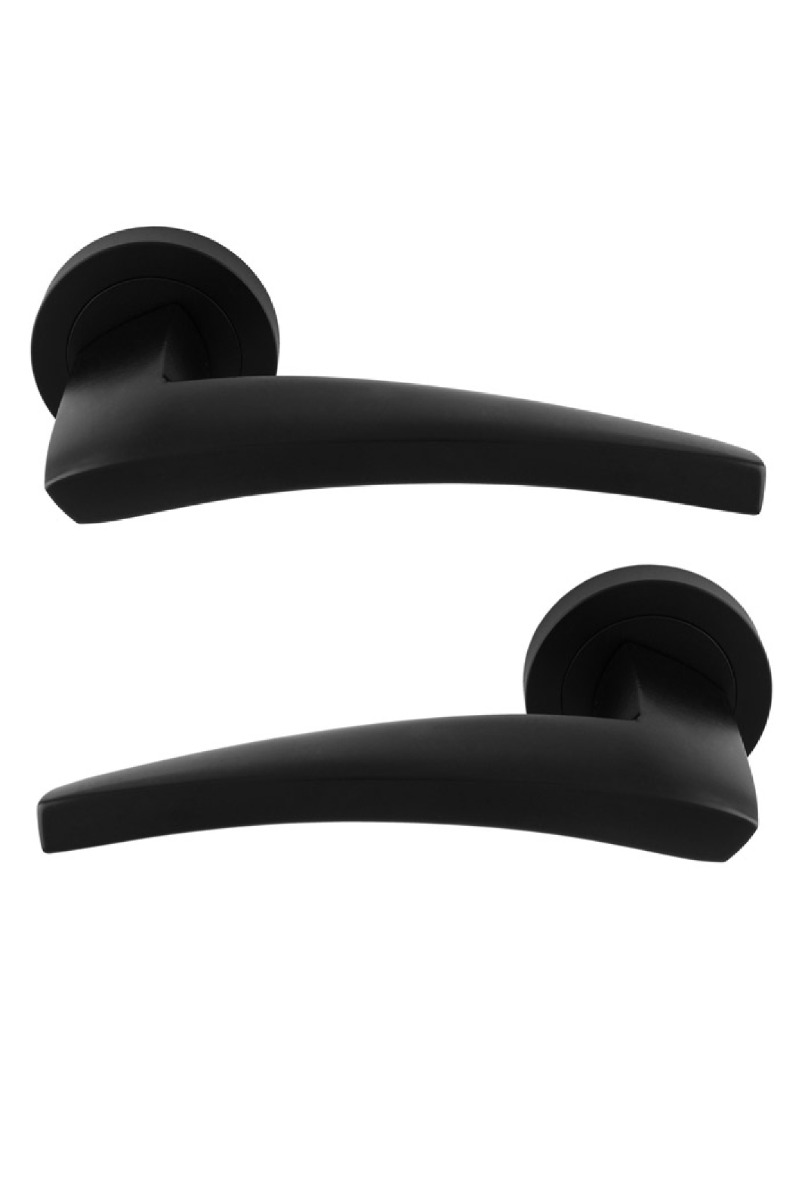 Manital Dune Door Handle on Round Rose - Matt Black