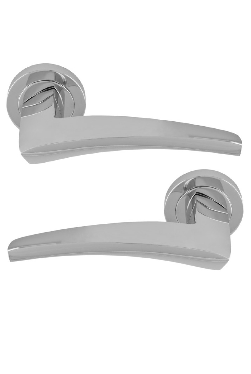 Manital Dune Door Handle on Round Rose - Polished Chrome
