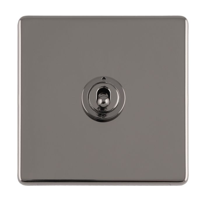 Eurolite Concealed 3mm 1 Gang 10Amp 2Way Toggle Switch Black Nickel Plate - Black Nickel