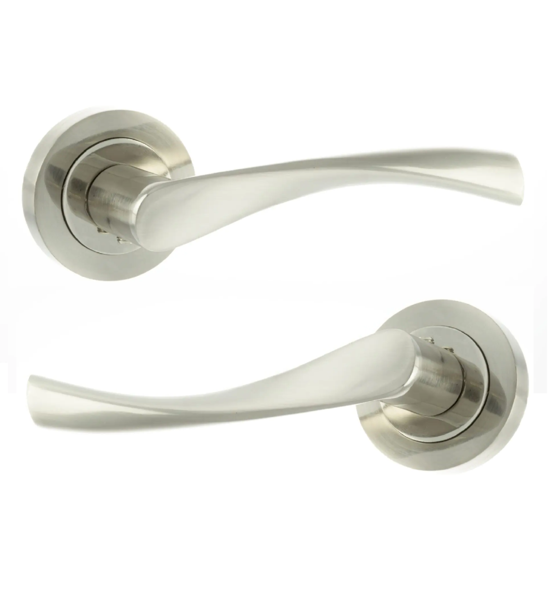 Eco Aqua Aluminium Lever on Round Rose - Satin Nickel/Polished Nickel ECO20SNNP