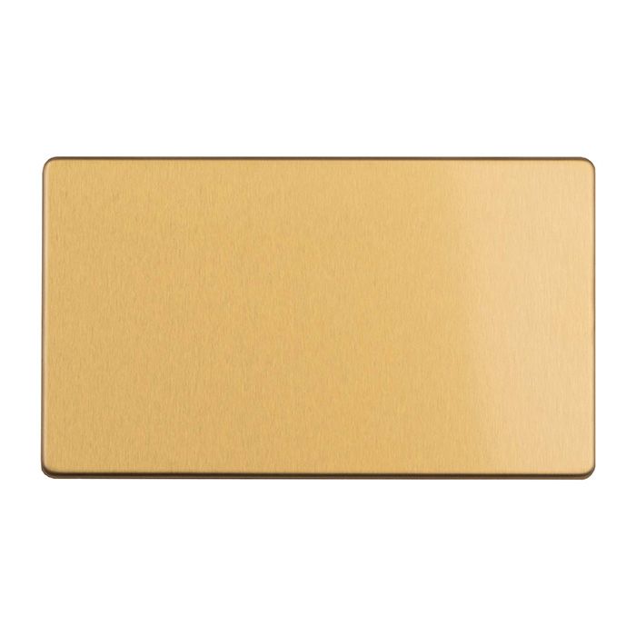 Eurolite Concealed 3mm 2 Gang Double Blank Plate - Satin Brass