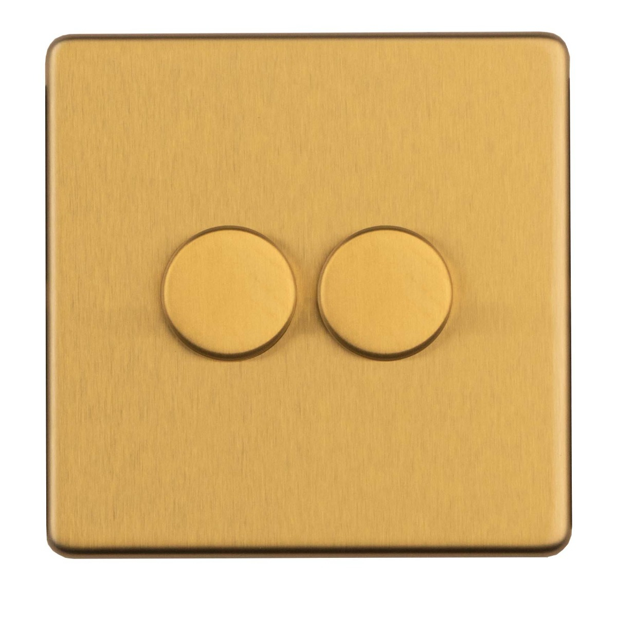 Eurolite 2 Gang LED Dimmer - Satin brass ECSB2DLED