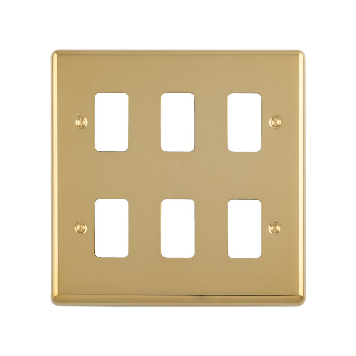 6 Gang Grid Plate Enhance Polished Brass Polished Brass EN-G6PB Eurolite EN-G6PB