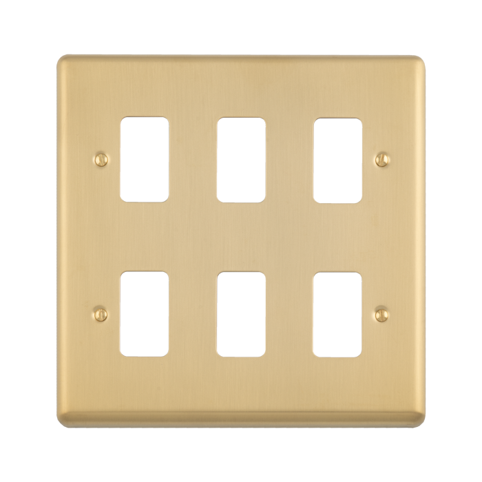 6 Gang Grid Plate Enhance Satin Brass Satin Brass EN-G6SB Eurolite EN-G6SB