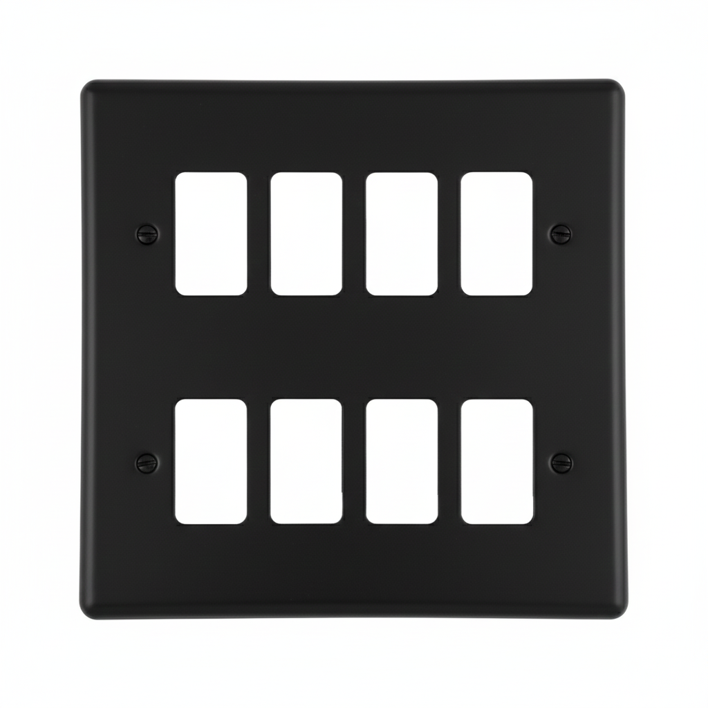 Eurolite En-G8Mbb 8 Gang Grid Plate Matt Black Enhance Range