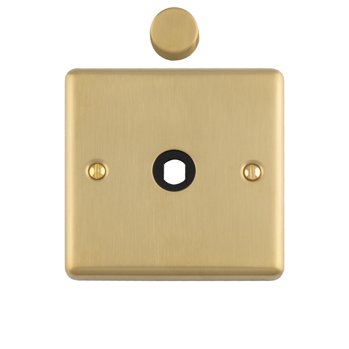 1 Gang Dimmer Plate With Knobs Satin Brass Enhance Range Satin Brass EN1DIMSB Eurolite EN1DIMSB