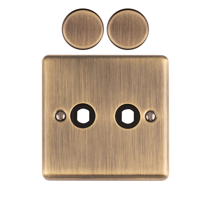 2 Gang Dimmer Switch Plate Antique Brass Enhance Range Antique Brass EN2DIMABB Eurolite EN2DIMABB
