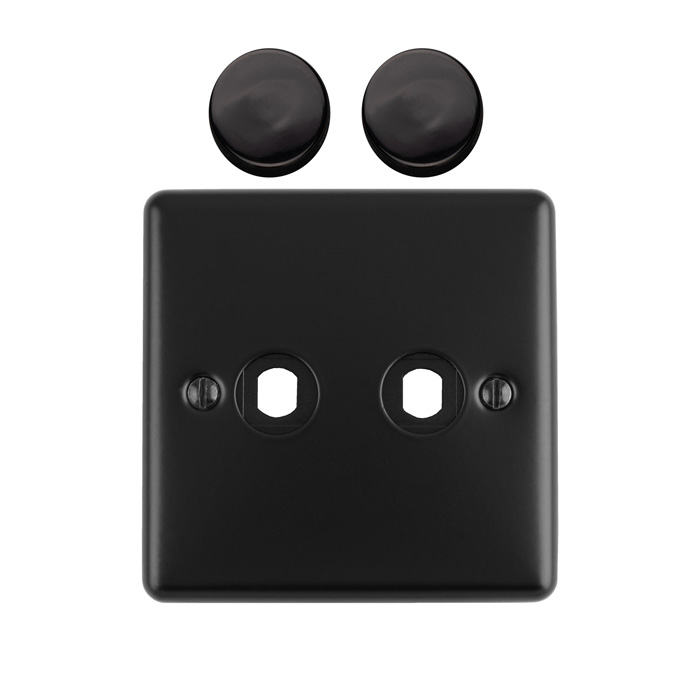 2 Gang Dimmer Switch Plate Matt Black Enhance Range Matt Black EN2DIMMBB Eurolite EN2DIMMBB