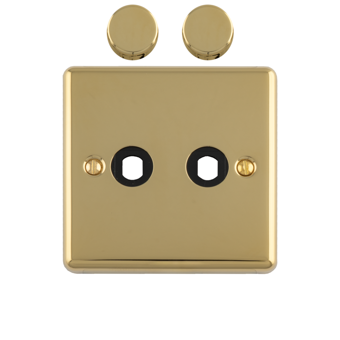 2 Gang Dimmer Plate With Knobs Polished Brass Enhance Range Polished Brass EN2DIMPB Eurolite EN2DIMPB