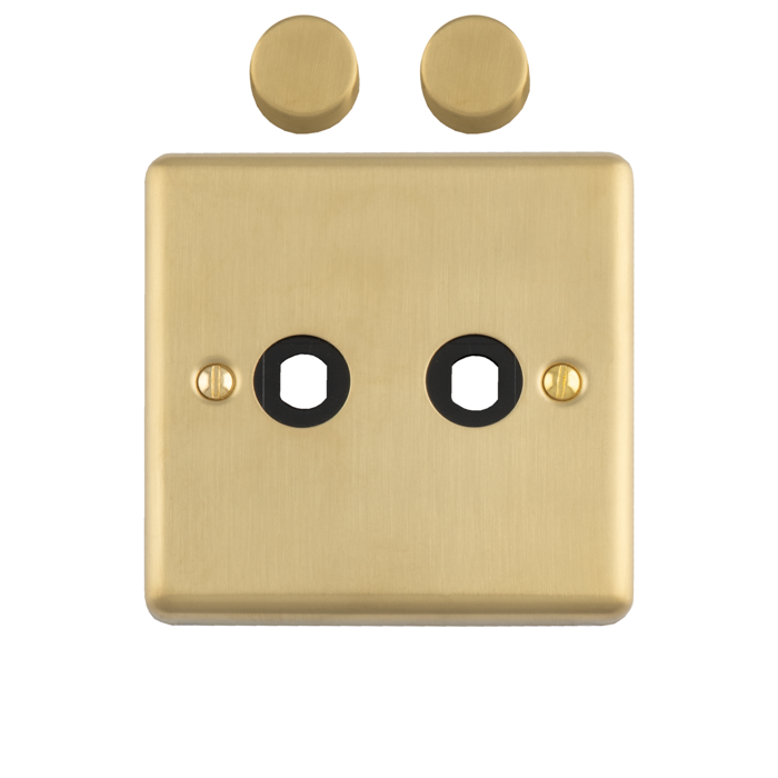 2 Gang Dimmer Plate With Knobs Satin Brass Enhance Range Satin Brass EN2DIMSB Eurolite EN2DIMSB