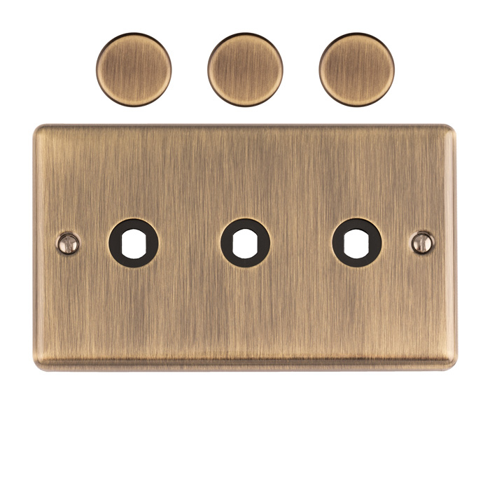 3 Gang Dimmer Switch Plate Antique Brass Enhance Range Antique Brass EN3DIMABB Eurolite EN3DIMABB