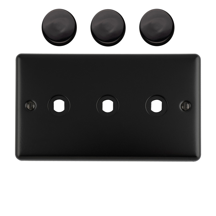 3 Gang Dimmer Switch Plate Matt Black Enhance Range Matt Black EN3DIMMBB Eurolite EN3DIMMBB