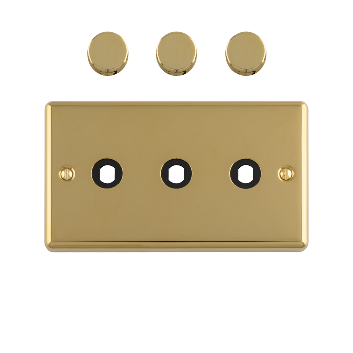 3 Gang Dimmer Plate With Knobs Polished Brass Enhance Range Polished Brass EN3DIMPB Eurolite EN3DIMPB