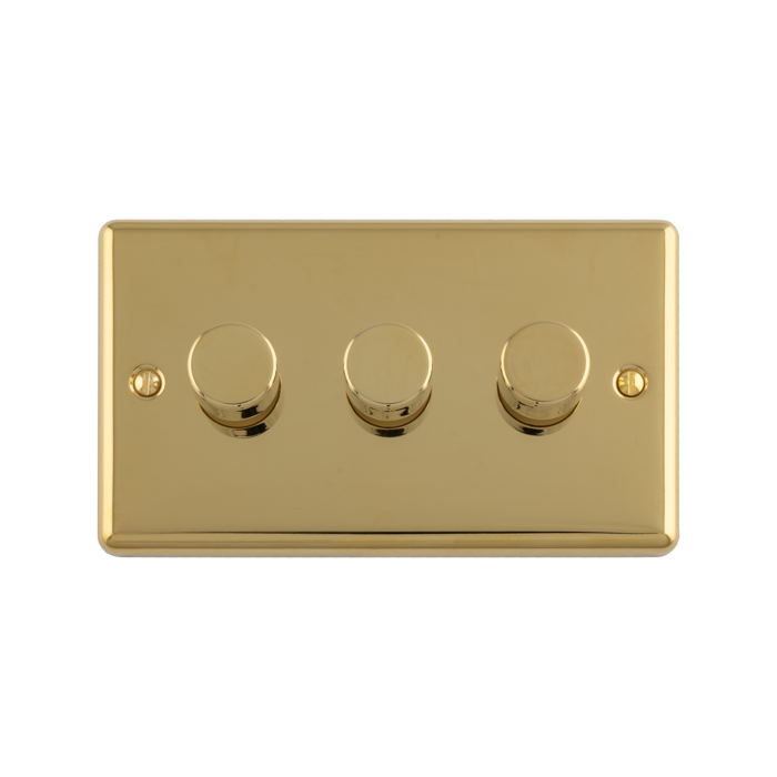 3 Gang 400W/Led 2Way Dimmer Switch Polished Brass Enhance Range Polished Brass EN3DLEDPB Eurolite EN3DLEDPB