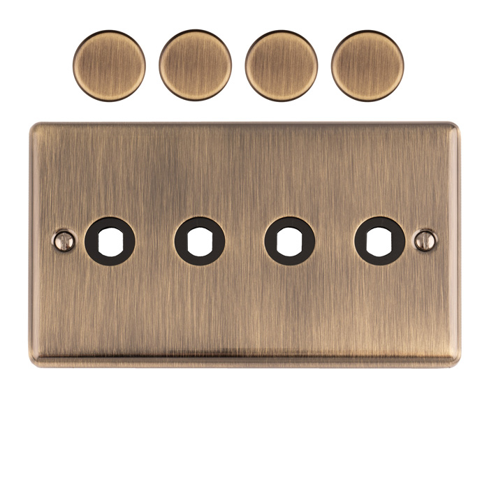 4 Gang Dimmer Switch Plate Antique Brass Enhance Range Antique Brass EN4DIMABB Eurolite EN4DIMABB