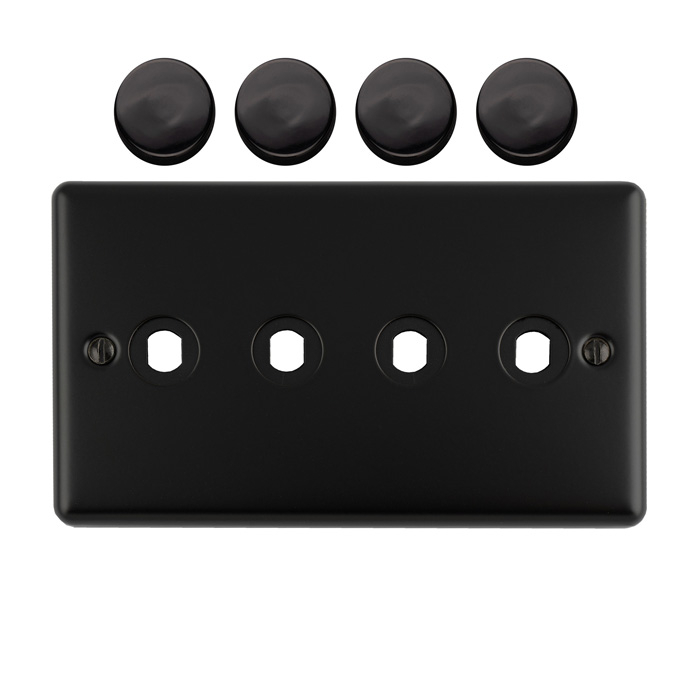 4 Gang Dimmer Switch Plate Matt Black Enhance Range Matt Black EN4DIMMBB Eurolite EN4DIMMBB