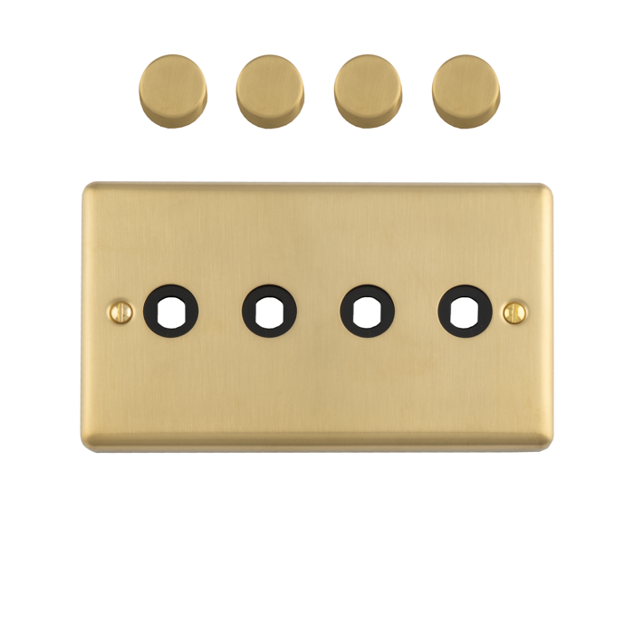 4 Gang Dimmer Plate With Knobs Satin Brass Enhance Range Satin Brass EN4DIMSB Eurolite EN4DIMSB