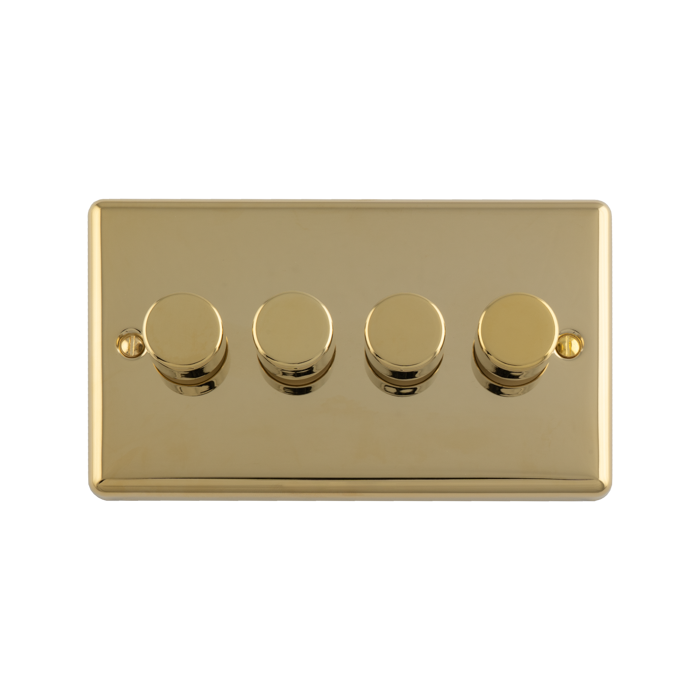 4 Gang 400W/Led 2Way Dimmer Switch Polished Brass Enhance Range Polished Brass EN4DLEDPB Eurolite EN4DLEDPB