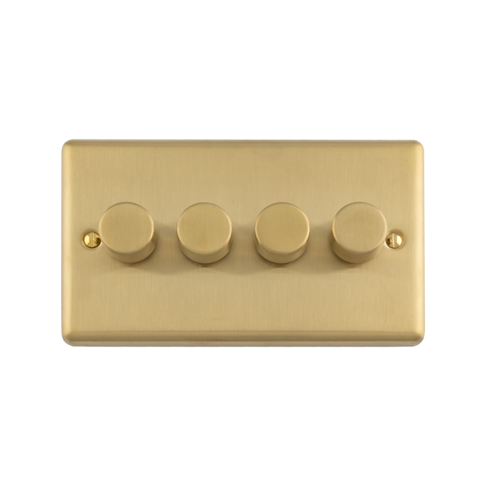 4 Gang 400W/Led 2Way Dimmer Switch Satin Brass Enhance Range Satin Brass EN4DLEDSB Eurolite EN4DLEDSB