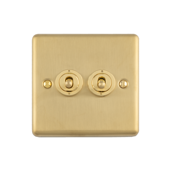 2 Gang 20Amp 2Way Switch Satin Brass Enhance Range Satin Brass ENT2SWSB Eurolite ENT2SWSB