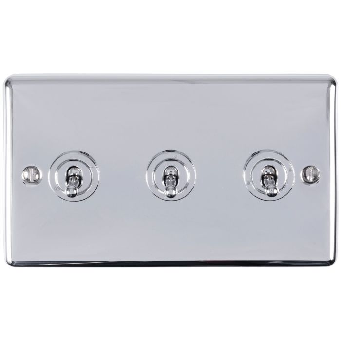 Eurolite Ent3Swpc 3 Gang 10Amp 2Way Toggle Switch Polished Chrome Enhance Range