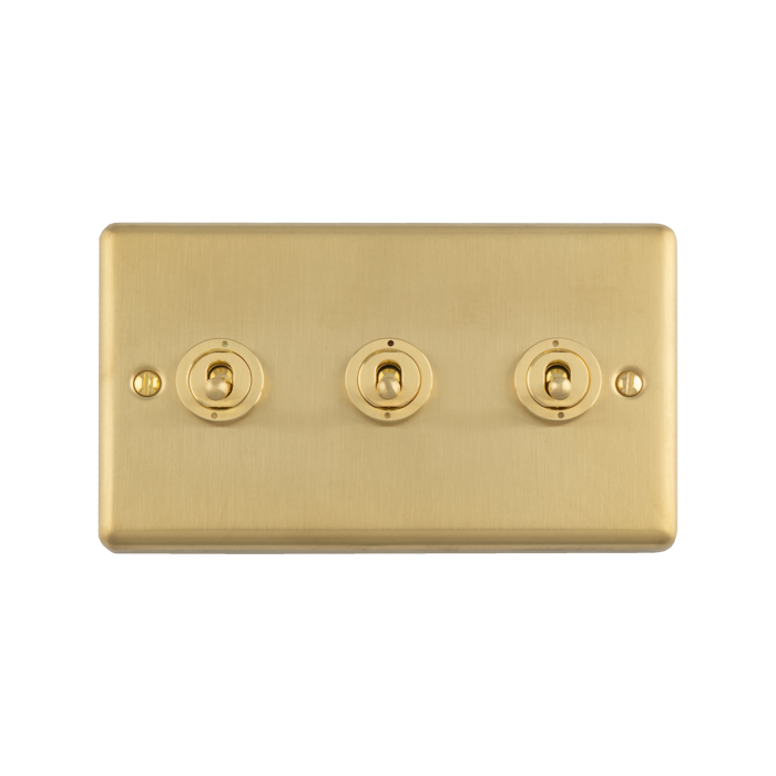 3 Gang 20Amp 2Way Switch Satin Brass Enhance Range Satin Brass ENT3SWSB Eurolite ENT3SWSB