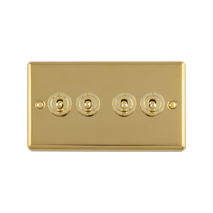 4 Gang 20Amp 2Way Switch Polished Brass Enhance Range Polished Brass ENT4SWPB Eurolite ENT4SWPB