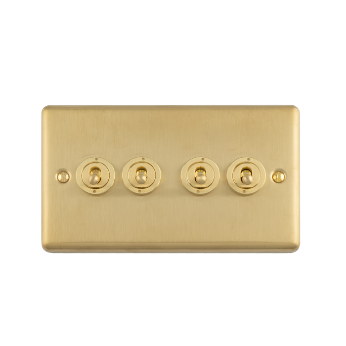 4 Gang 20Amp 2Way Switch Satin Brass Enhance Range Satin Brass ENT4SWSB Eurolite ENT4SWSB