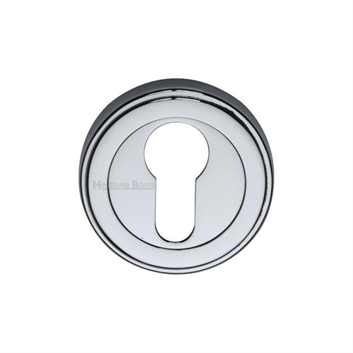 Heritage Brass ERD7020-PC Euro Profile Cylinder Escutcheon Polished Chrome finish